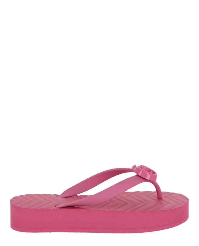 Outdoor sandals for women with cushioned footbed and adjustable straps for support-Chevron Logo Thong Sandals