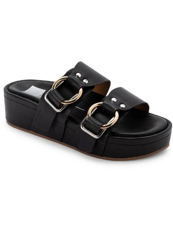 Trendy sandals for men with sporty design and comfortable rubber soles-Cici Womens Faux Leather Banded Flatform Sandals