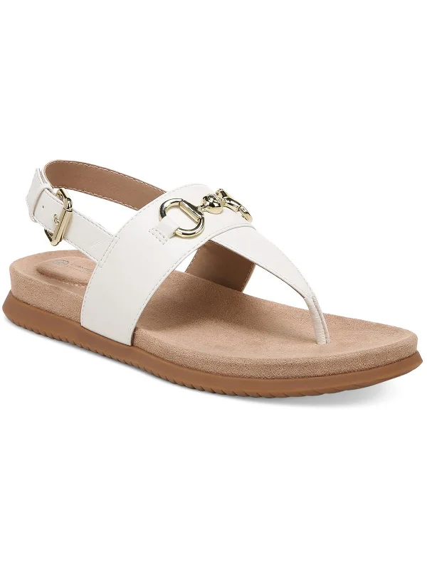 Comfortable sandals for women with soft cork footbed and rubber outsole-Cynthiaa Womens Faux Leather Thong Slingback Sandals