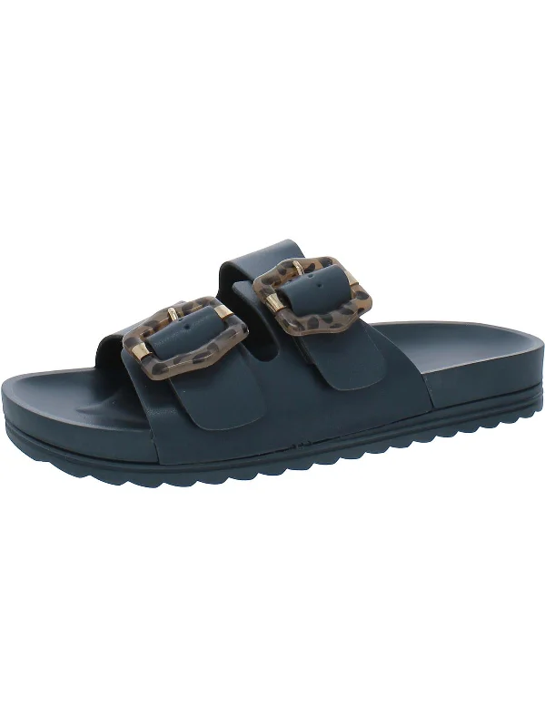 Casual sandals for men with rubber footbed and adjustable buckle for easy wear-Grand Cayman Womens Faux Leather Adjustable Slide Sandals