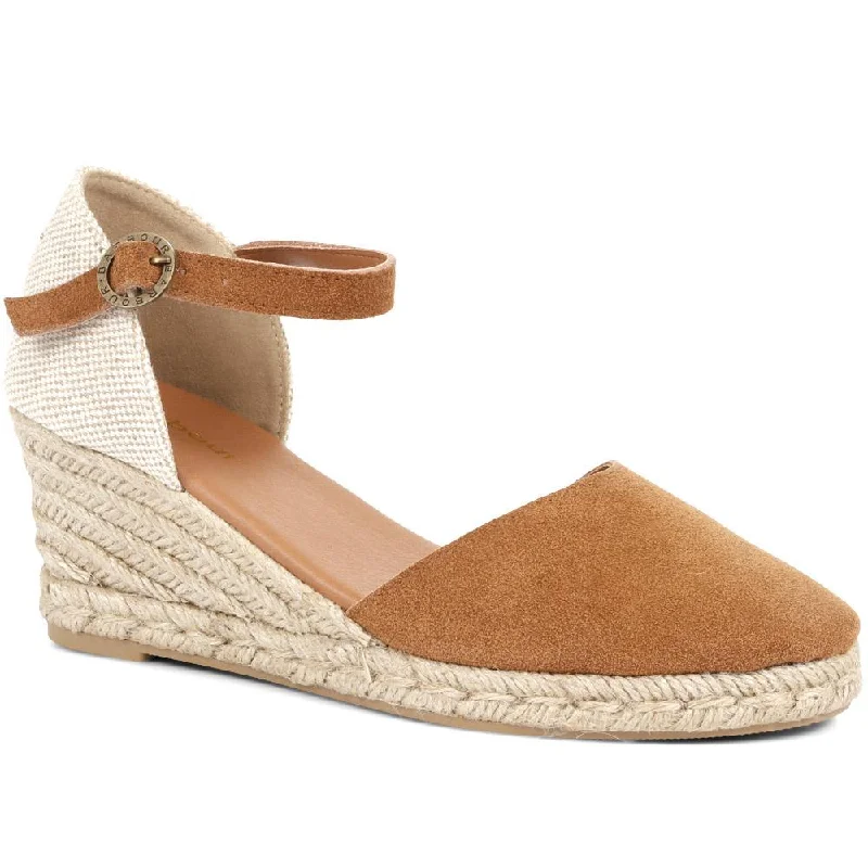 Comfortable sandals for men with cushioned footbed and supportive straps-Heidi Suede Espadrille Wedge Sandals - BARBR35516 / 321 404