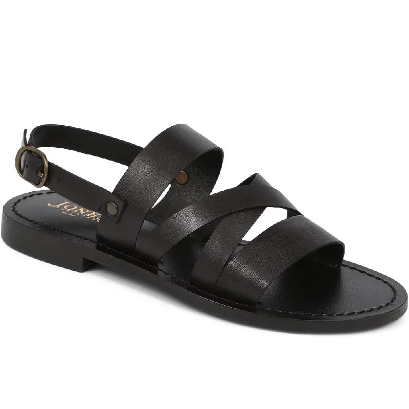 Comfortable sandals for women with elastic straps and lightweight construction for ease-Hermione Leather Sandals  - HERMIONE / 325 181