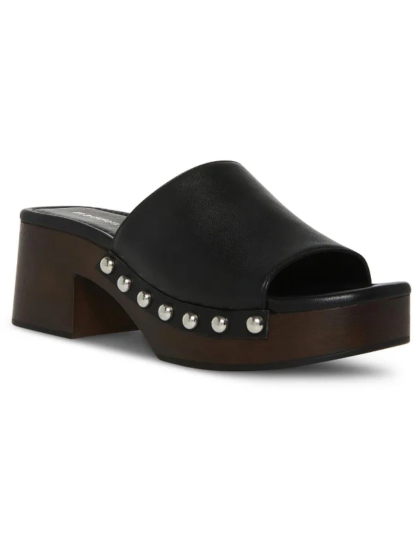 Outdoor sandals for men with durable rubber sole and adjustable straps-Hilly Womens Faux Leather Studded Slide Sandals