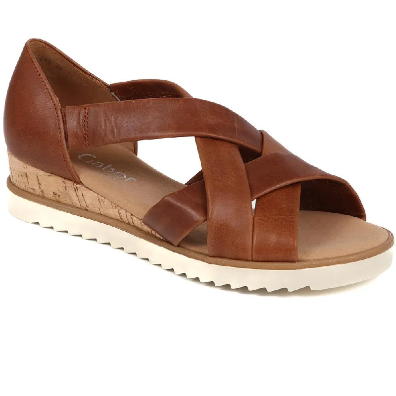 Beach sandals for women with slip-on design and vibrant color options-Leather Wedge Sandals  - GAB39510 / 325 076