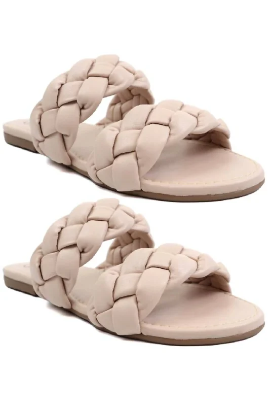 Fashionable sandals for women with fringe details and cushioned footbed for all-day wear-Lexi 5 Braided Strap Sandals In Nude