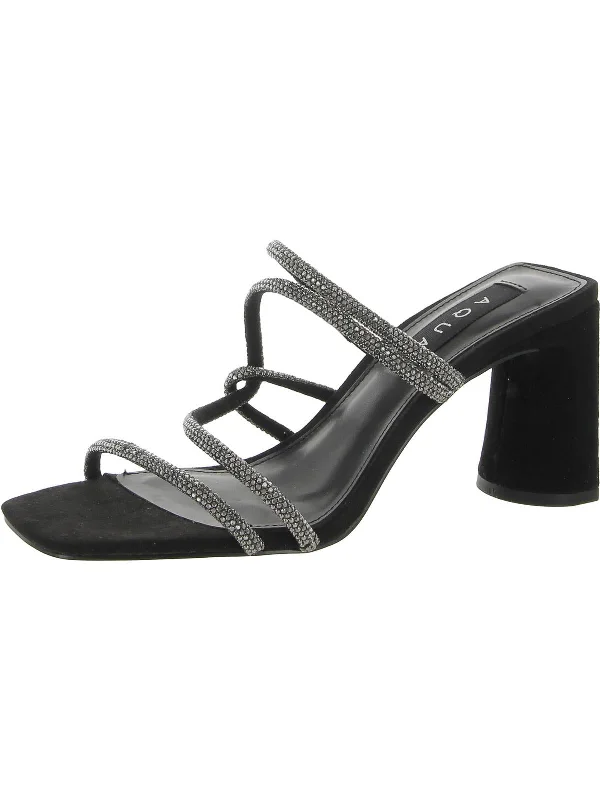 Comfortable sandals for women with elastic straps and lightweight construction for ease-Livyr Womens Rhinestone Slip-On Heels