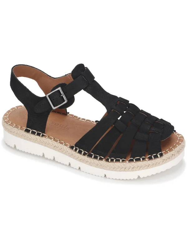 Casual sandals for women with buckle details and comfortable footbed for support-Lizzy Womens Leather Flat T-Strap Sandals