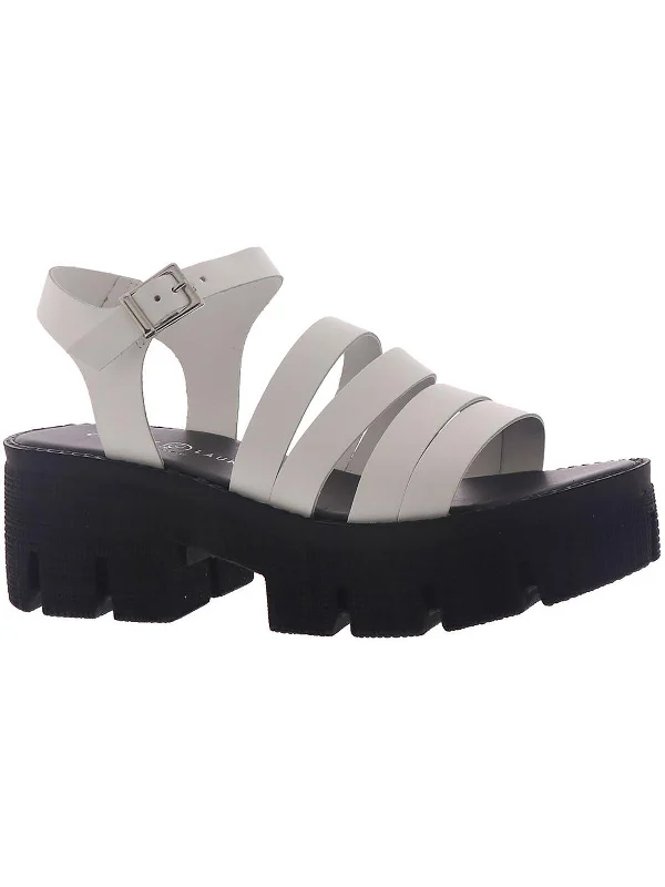 Casual sandals for women with cork footbed and supportive straps for comfort-Low Down Womens Leather Buckle Platform Sandals