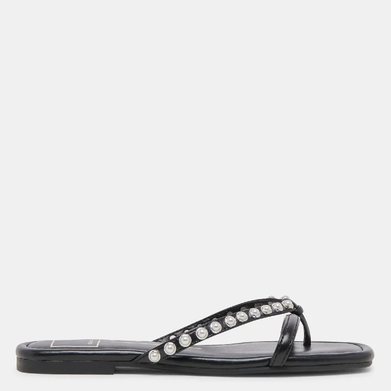 Fashionable sandals for men with velcro closure and sporty design for casual outings-Lucca Pearl Sandals Black Pearls