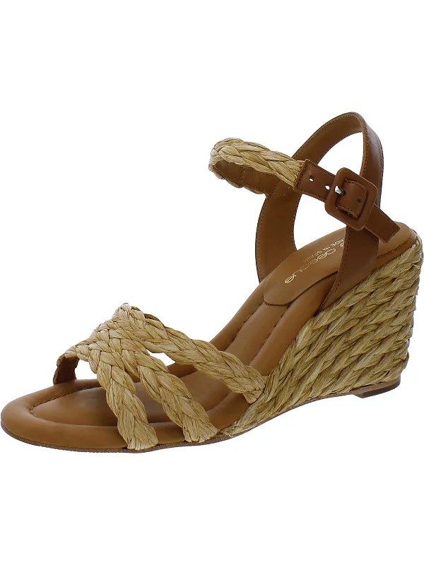 Stylish sandals for women with unique buckle details and flat design-Milena Womens Woven Leather Wedge Sandals