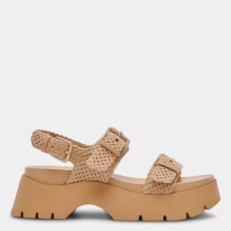 Summer sandals for women with simple design and flexible, comfortable fit-PALDA SANDALS NATURAL RAFFIA