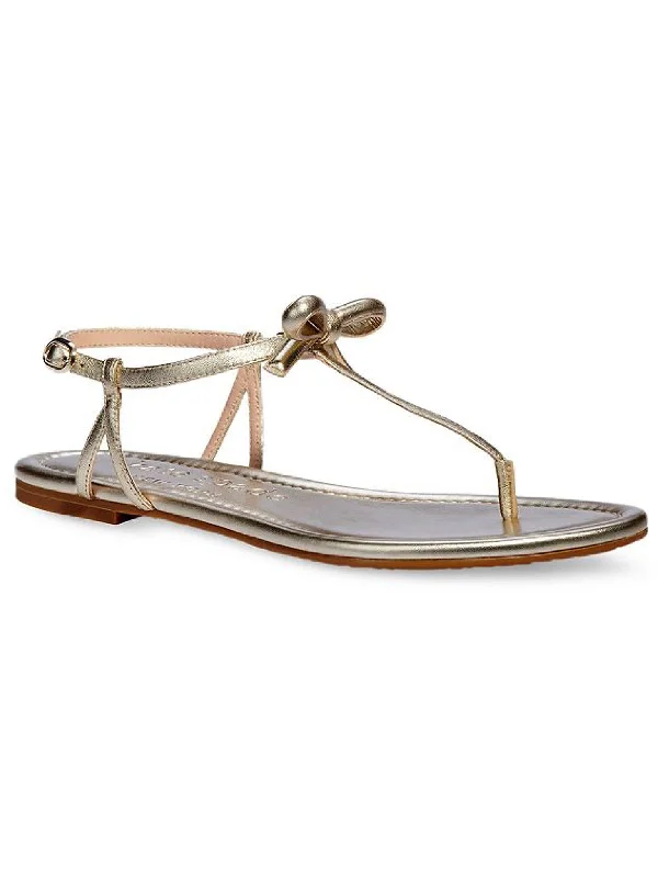 Casual sandals for women with cork footbed and crisscross strap design for style-Piazza Womens Leather Metallic Thong Sandals