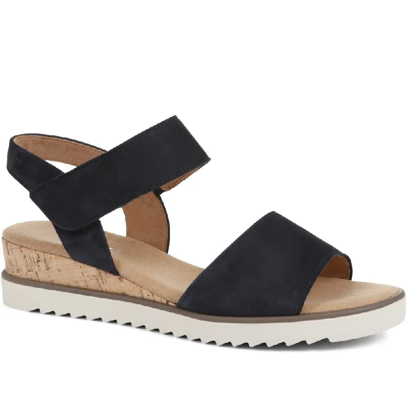 Comfortable sandals for women with contoured footbed and easy-to-adjust straps-Raynor Leather Wedge Sandals - GAB35509 / 321 589