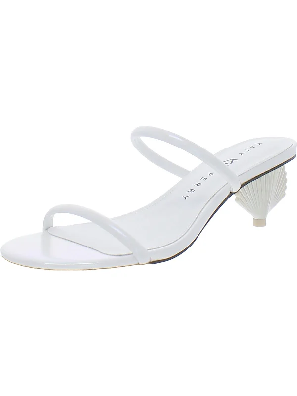 Comfortable sandals for women with cross-over straps and padded footbed for support-The Scalloped Shell Womens Faux Leather Iridescent Heels