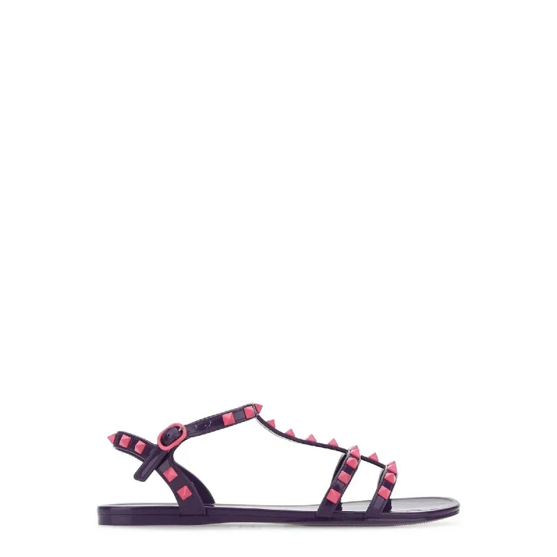 Casual sandals for men with open-toe design and soft leather upper-Valentino Garavani Rockstud Ankle Strap Sandals