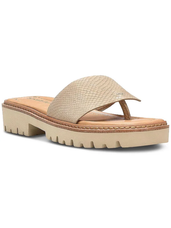 Stylish sandals for women with thick straps and chic buckle details for casual outfits-Womens Leather Lugged Sole Slide Sandals