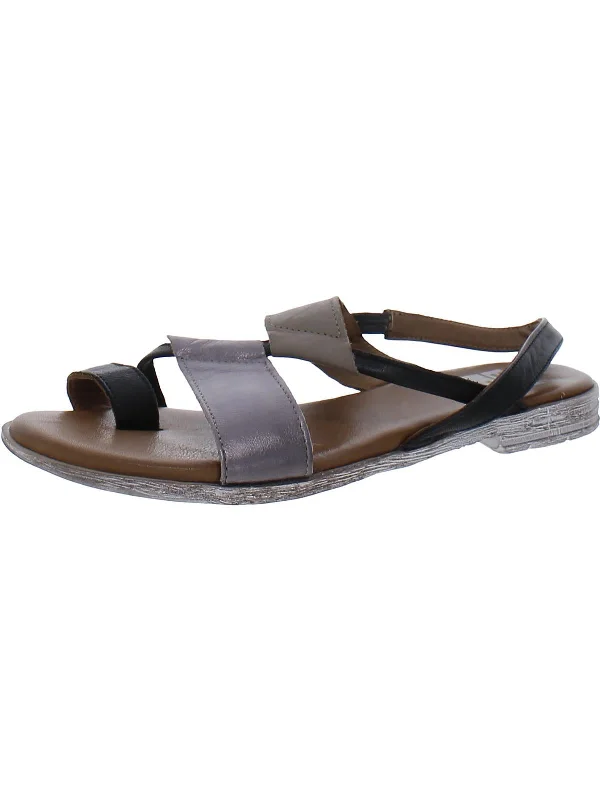 Comfortable sandals for men with breathable design and slip-on convenience for easy wear-Yuki Womens Leather Toe Loop Slide Sandals