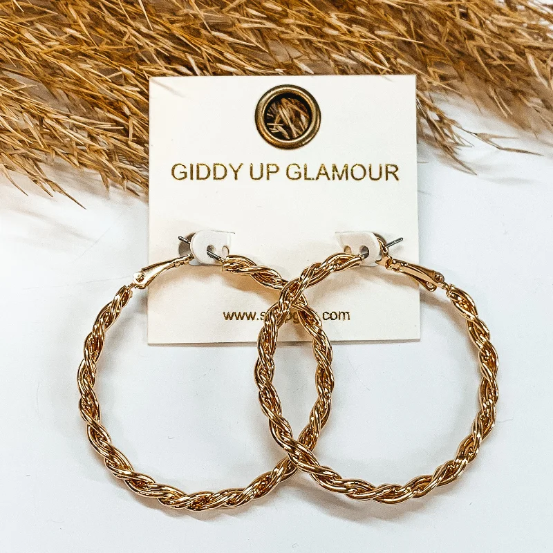 Hoop earrings with braided patterns for a detailed and textured finish-Twisted Hoop Earrings in Gold