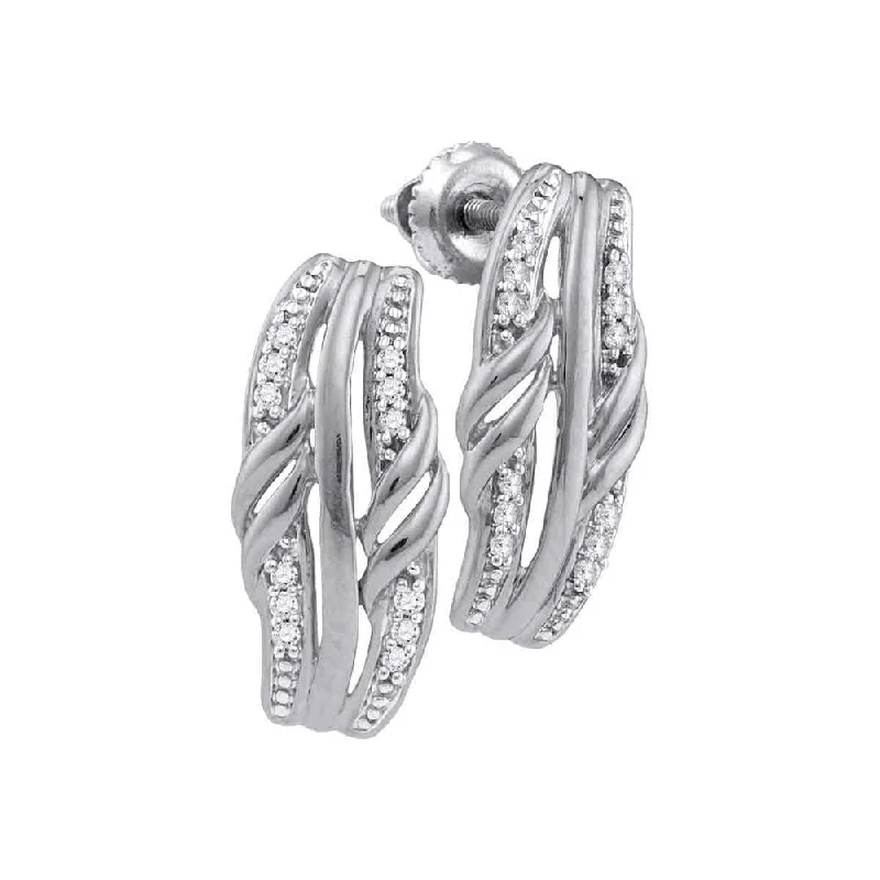 Hoop earrings with spiral designs for a dynamic and fluid look-10k White Gold 1/12 Carat Round Diamond Fashion Earrings for Women