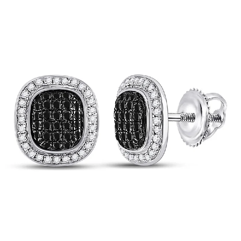 Classic hoop earrings with a thin profile for a sleek and subtle style-10k White Gold 1/2 Carat Round Black Color Enhanced Diamond Square Cluster Earrings for Women