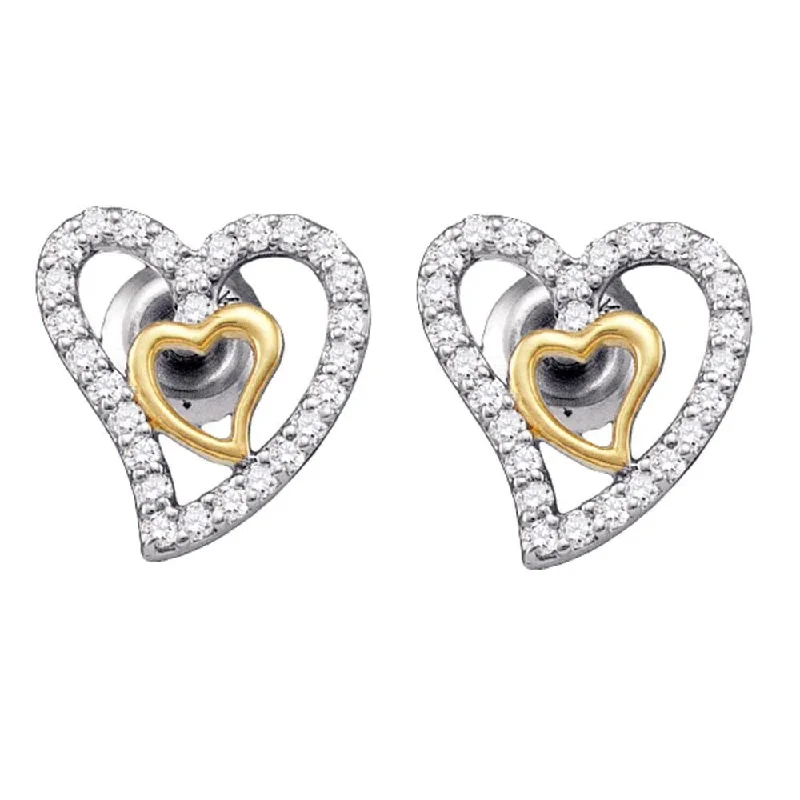 Best hoop earrings with oval shapes for a unique and elongated design-10k White Gold 1/5 Carat Round Diamond Heart Earrings for Women