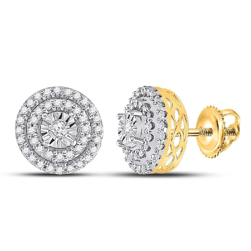 Best hoop earrings with matte finish for a sophisticated, understated design-10k Yellow Gold 1/4 Carat Round Diamond Circle Cluster Earrings for Women