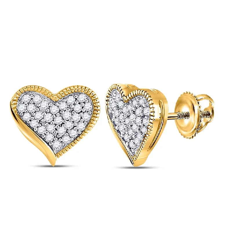 Hoop earrings with dangling charms for a playful and fun look-10k Yellow Gold 1/5 Carat Round Diamond Heart Earrings for Women