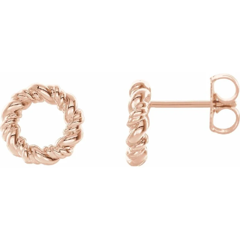 Best hoop earrings with oval shapes for a unique and elongated design-14K Rose Gold 9.4 mm Circle Rope Earring for Women