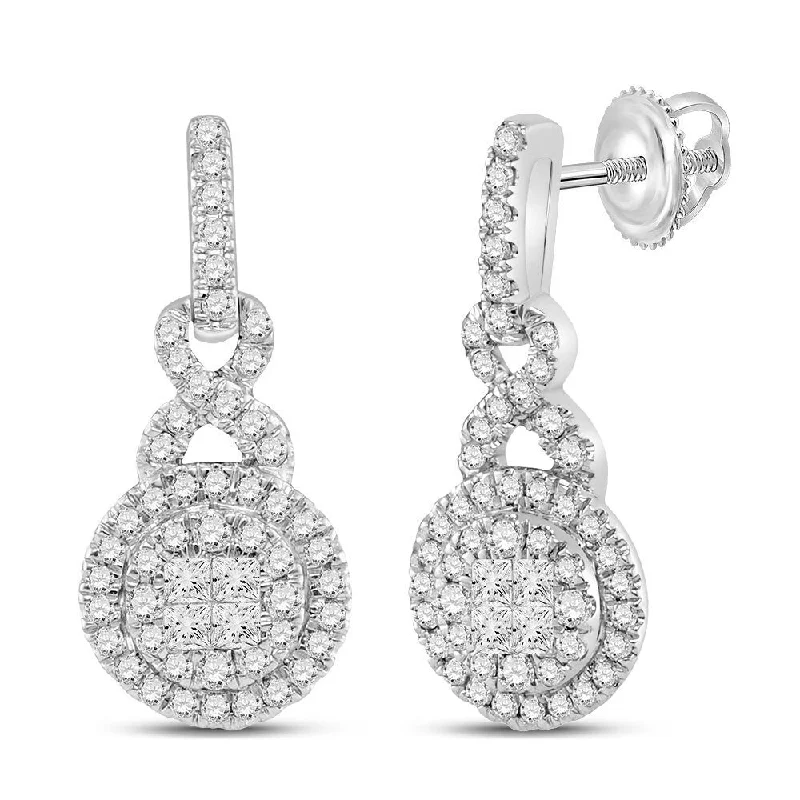 Hoop earrings with snake print designs for an edgy, wild appearance-14k White Gold 1/2 Carat Princess Diamond Dangle Earrings for Women