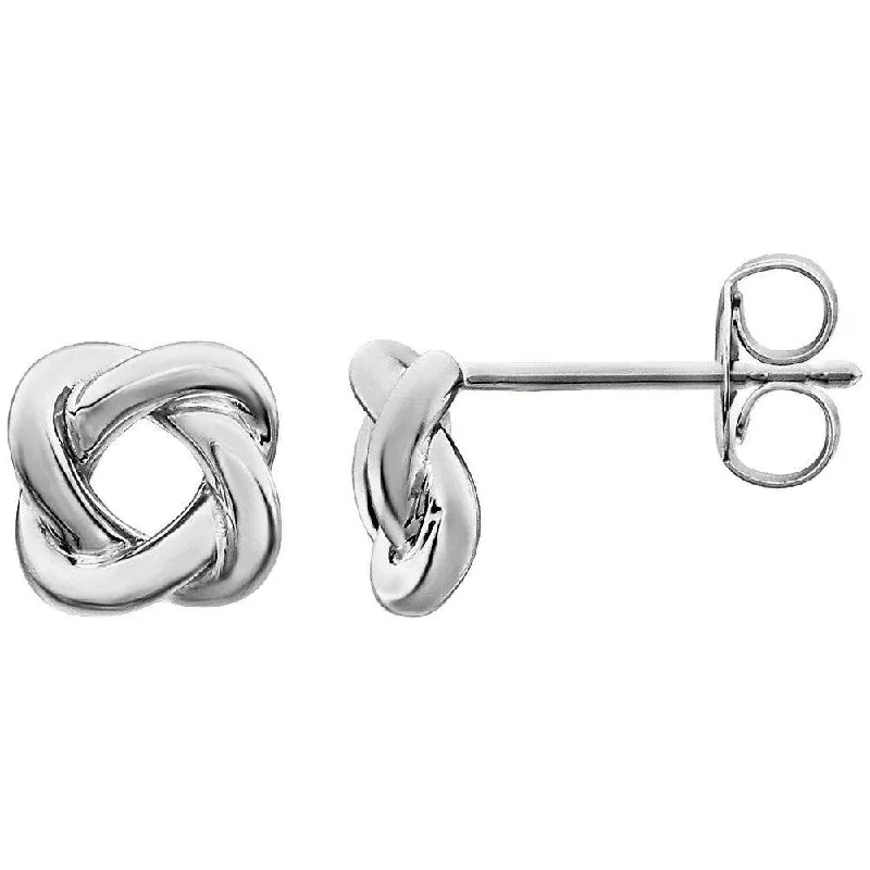 Hoop earrings with satin finishes for a smooth and elegant appearance-14K White Gold 7x7 mm Knot Earring for Women