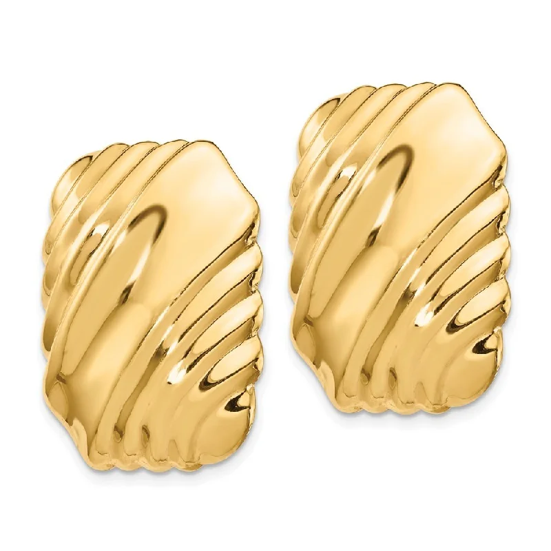 Hoop earrings with spiral designs for a dynamic and fluid look-14k Yellow Gold Omega Earrings (L-25 mm, W-20 mm)