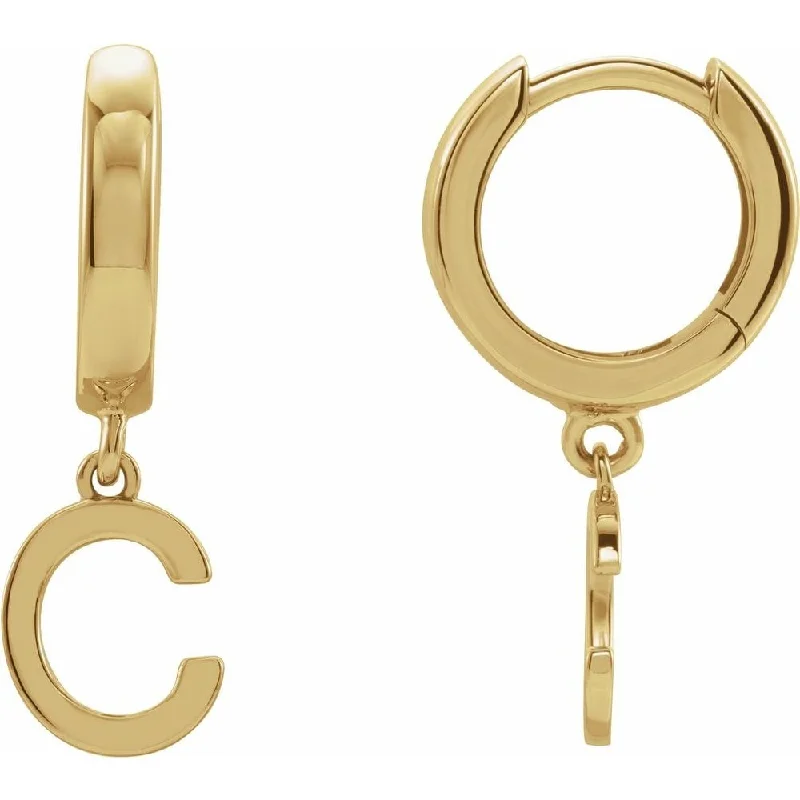 Large hoop earrings for a bold and statement-making fashion accessory-14K Yellow Gold Single Initial C Earrings for Women