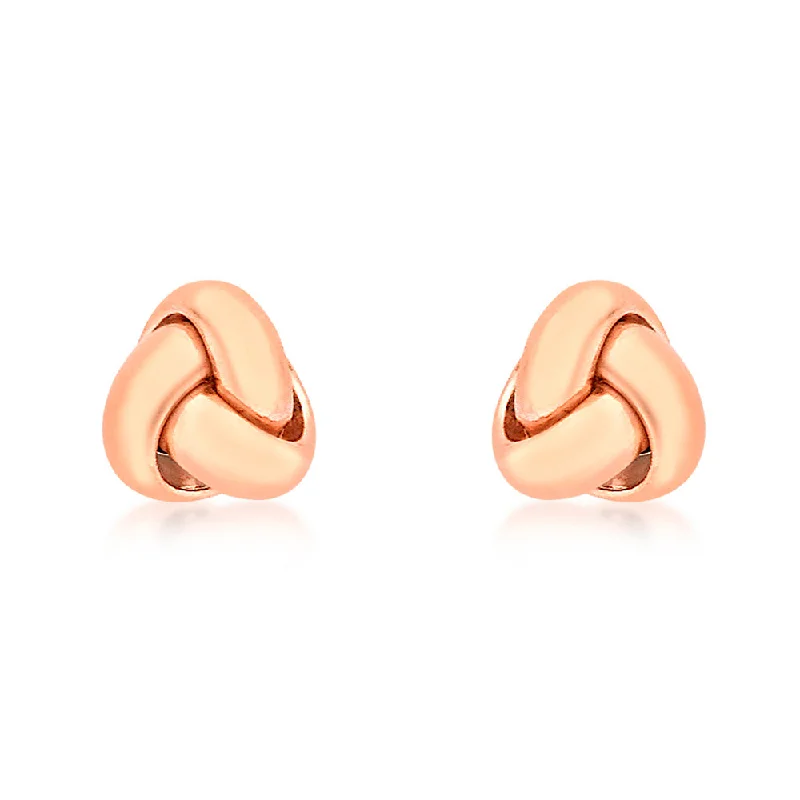 Hoop earrings with textured finishes for a vintage and classic style-9ct Rose Gold Tiny Tri Knot Stud Earring