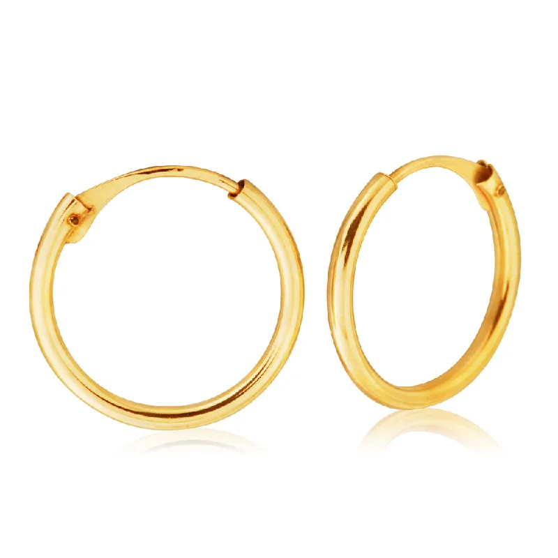 Best hoop earrings with delicate chain details for a trendy and stylish design-9ct Yellow Gold 1.2x12mm Hinged Hoop Earrings