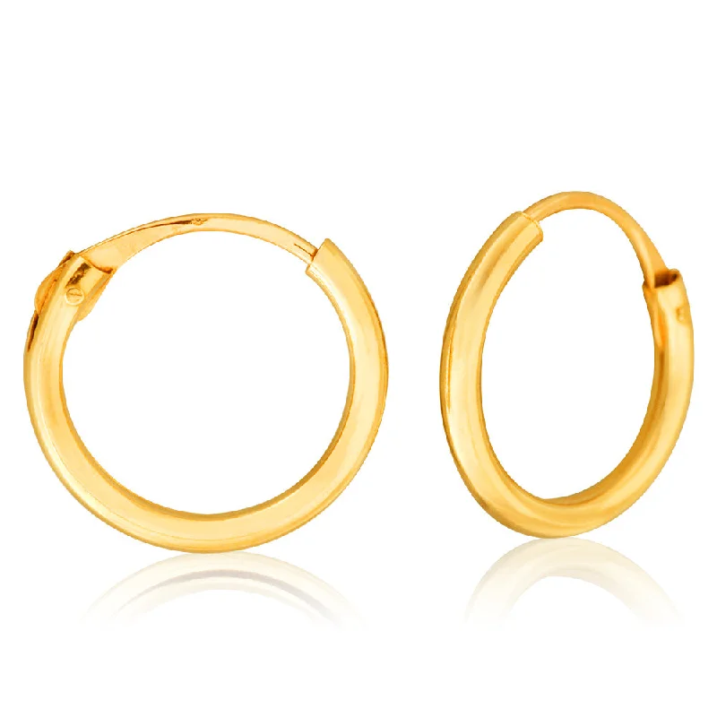 Best hoop earrings with gold-plated finishes for an affordable luxury vibe-9ct Yellow Gold 1.2x9mm Hinged Hoop Earrings