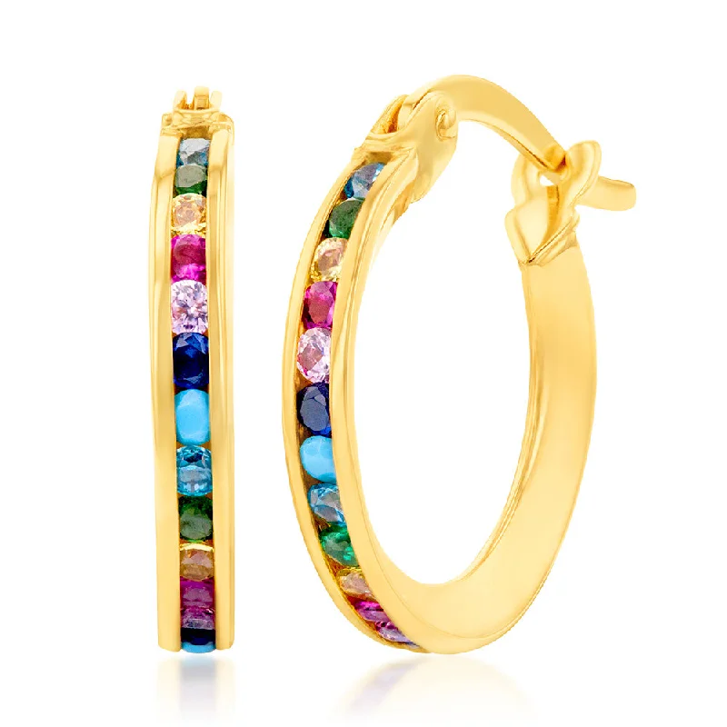 Best hoop earrings with rose gold for a romantic and warm aesthetic-9ct Yellow Gold Multicolour Double Side 10mm Hoop Earrings