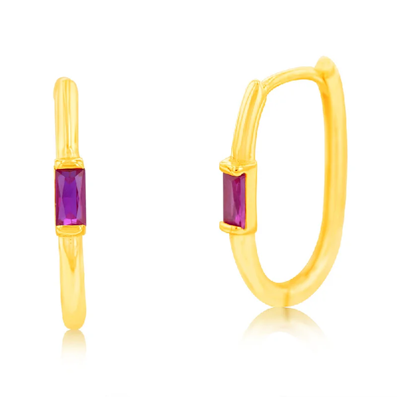 Hoop earrings with braided patterns for a detailed and textured finish-9ct Yellow Gold Ruby Elongated Sleeper Earrings