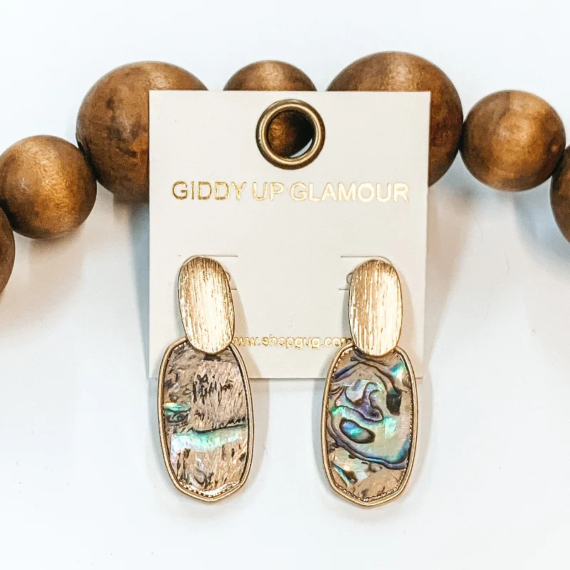 Best hoop earrings with butterfly motifs for a playful and whimsical appearance-Abalone Shell Pendant Post Earrings with Gold Accents