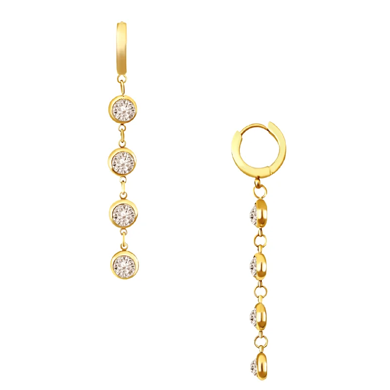 Hoop earrings with pearl accents for a chic and classic style-Cadence Huggie Drop Earring - Gold