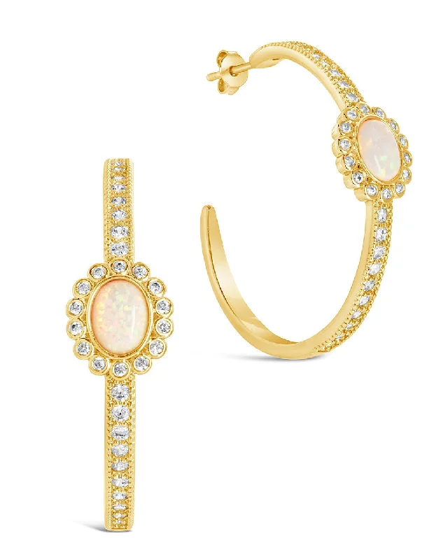 Best hoop earrings with detachable studs for a versatile and adjustable accessory-Carina CZ Studded Opal Hoop Earrings