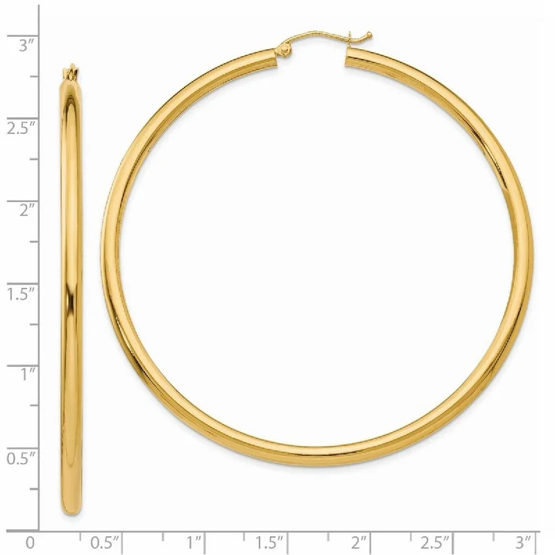 Hoop earrings with open designs for a modern, lighthearted vibe-Curata 14k Yellow Gold Polished 65x3mm Extra Large Round Hoop Earrings