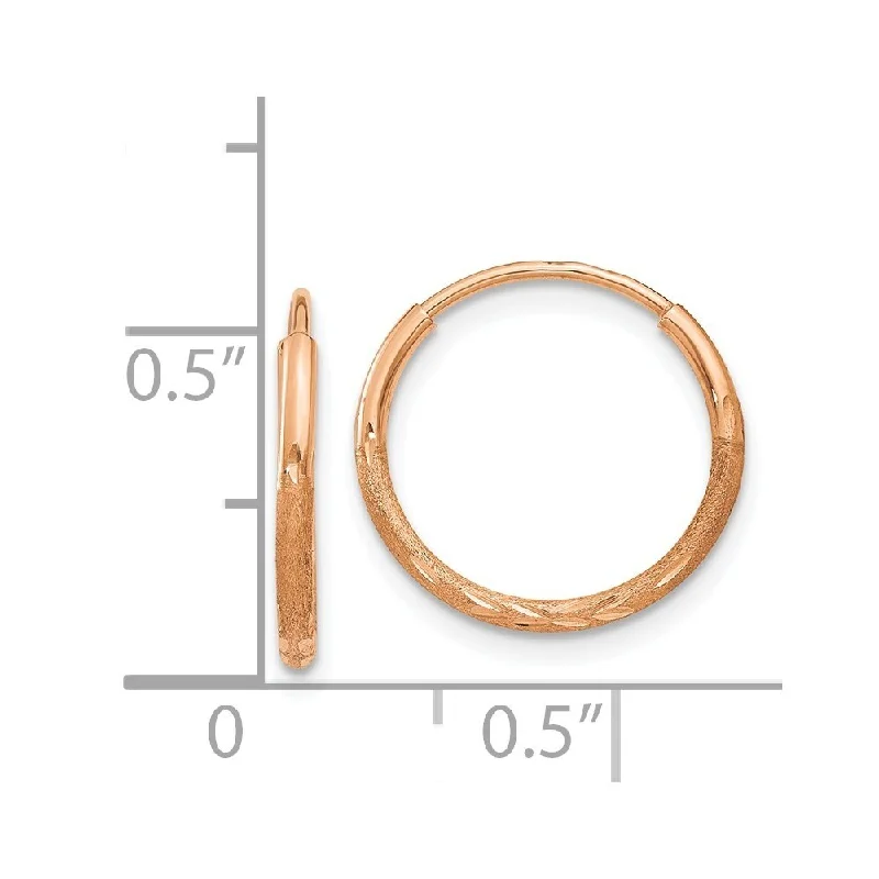 Hoop earrings with stacked layers for a bold and textured design-Diamond2Deal 14k Rose Gold 1.25mm Diamond-cut Endless Hoop Earrings (L-15.5mm, W-15.75mm)