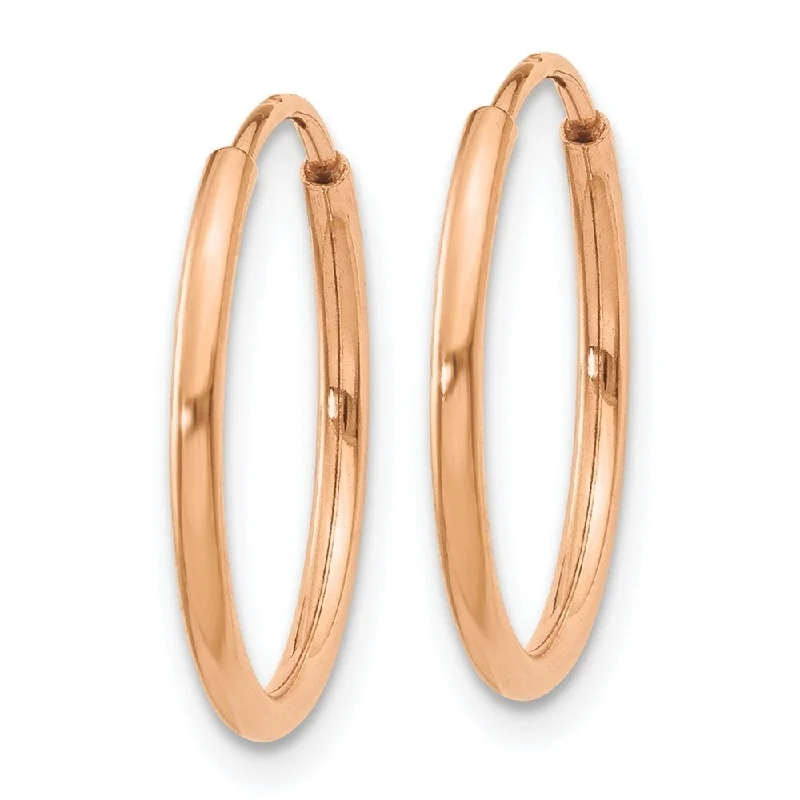 Best hoop earrings with matching bracelets for a coordinated jewelry set-Diamond2Deal 14k Rose Gold 1.2mm Polished Endless Hoop Earrings (L-16mm, W-16mm)