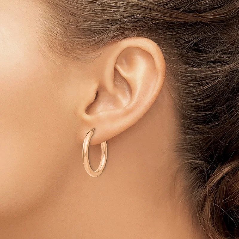 Best hoop earrings with baroque pearls for a luxurious and elegant vibe-Diamond2Deal 14k Rose Gold Polished Endless Tube Hoop Earrings (L-24.75mm, W-25mm)