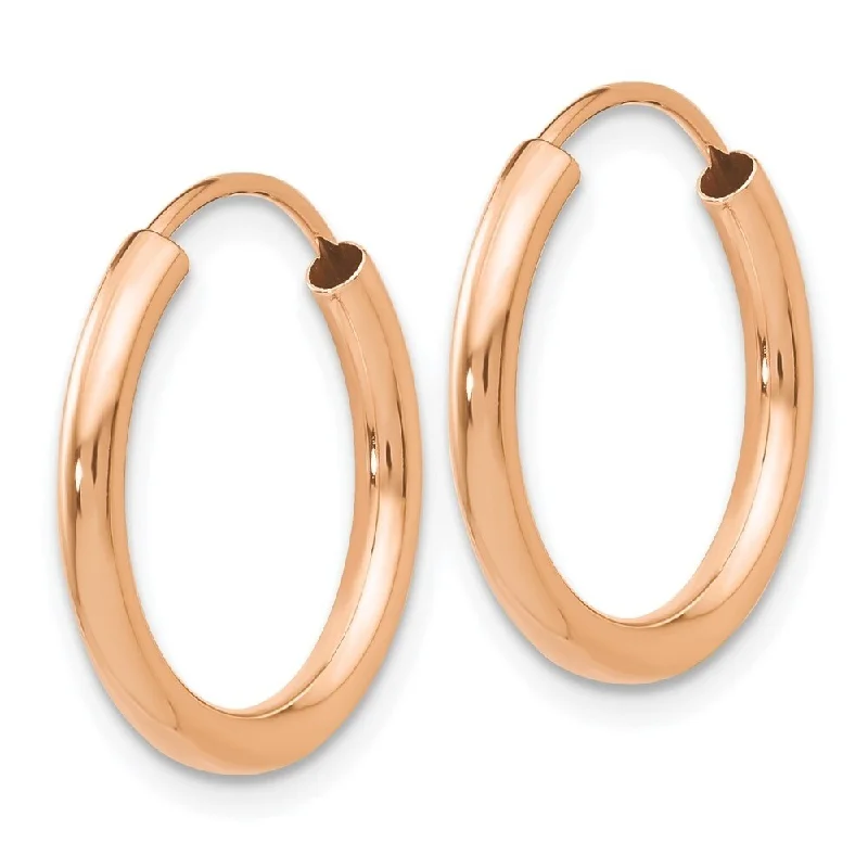 Best hoop earrings with infinity designs for a timeless and meaningful symbol-Diamond2Deal 14k Rose Gold Polished Round Endless 2mm Hoop Earrings (L-17.5mm, W-17.5mm)