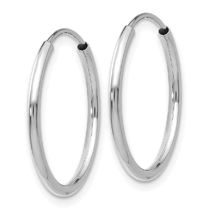 Best hoop earrings with asymmetrical designs for a fashion-forward, avant-garde look-Diamond2Deal 14k White Gold 1.5mm Polished Endless Hoop Earrings (L-17mm, W-17mm)