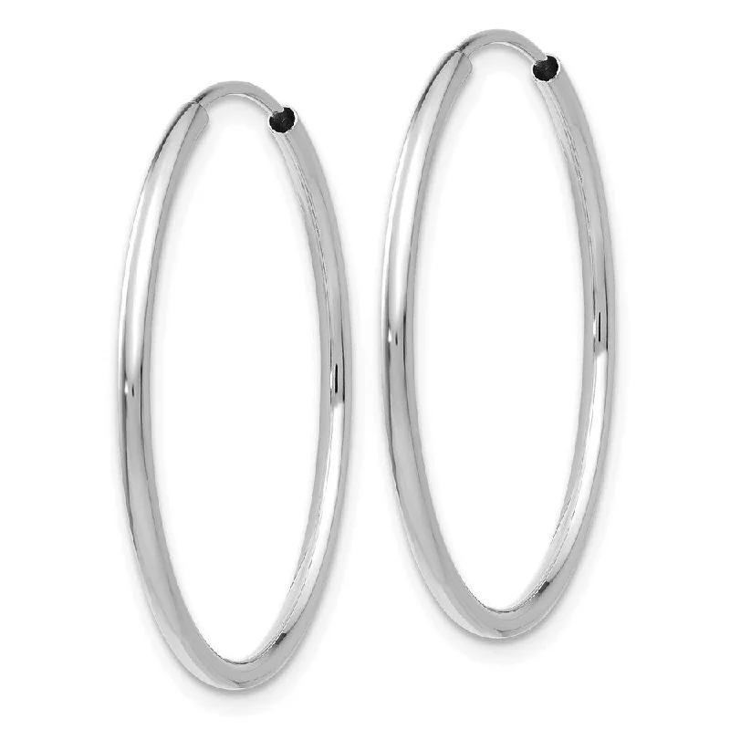 Best hoop earrings with crescent-shaped designs for a bold, moon-inspired style-Diamond2Deal 14k White Gold 1.5mm Polished Endless Hoop Earrings (L-26mm, W-26mm)