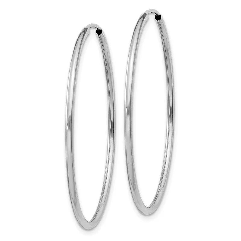 Best hoop earrings with geometric triangle shapes for a modern, chic design-Diamond2Deal 14k White Gold 1.5mm Polished Endless Hoop Earrings (L-37.5mm, W-38mm)