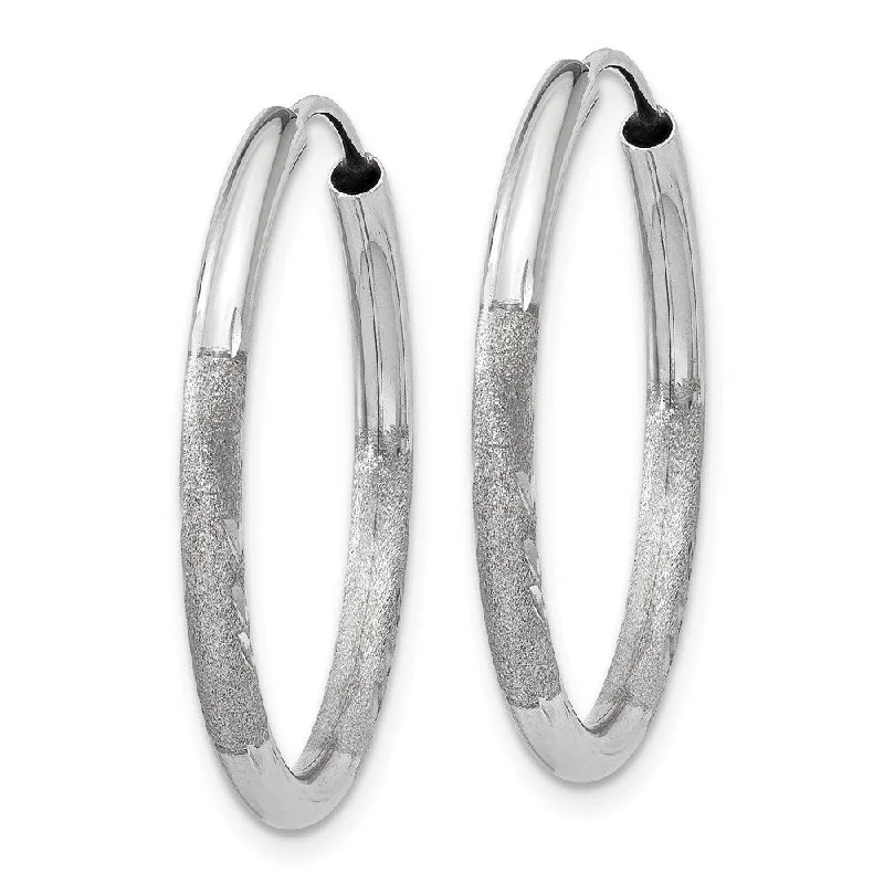 Best hoop earrings with sterling silver for an affordable and chic design-Diamond2Deal 14k White Gold 2mm Diamond-cut Endless Hoop Earrings (L-21mm, W-21mm)