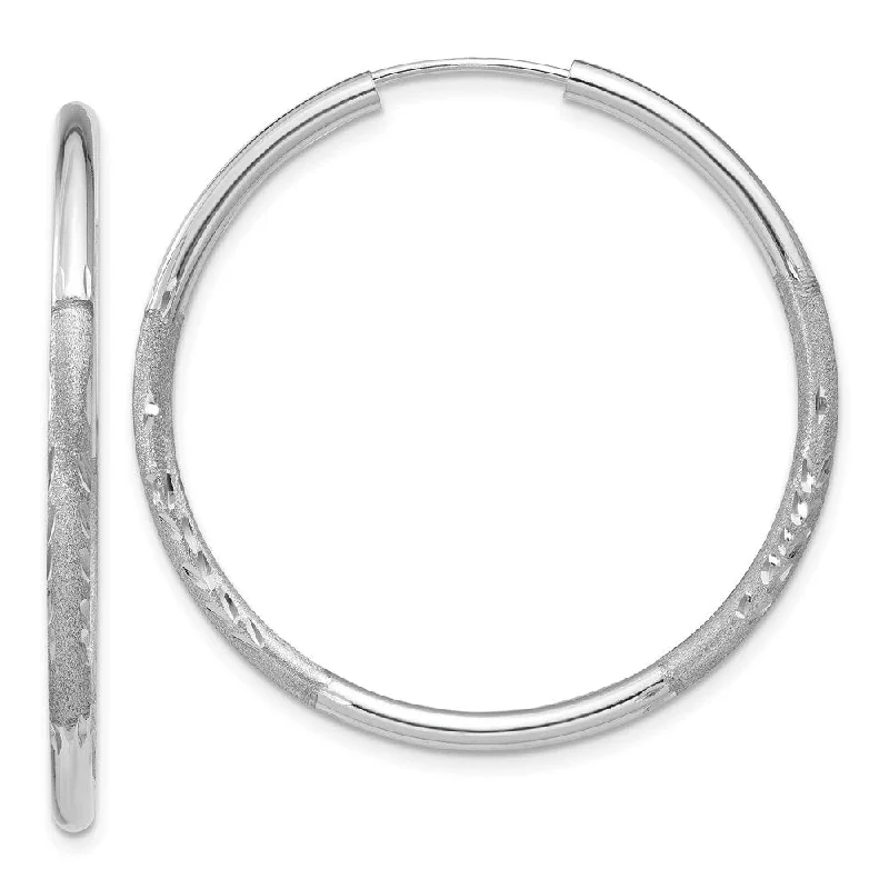 Best hoop earrings with sparkling cubic zirconia for a brilliant, budget-friendly effect-Diamond2Deal 14k White Gold 2mm Diamond-cut Endless Hoop Earrings (L-30mm, W-30mm)